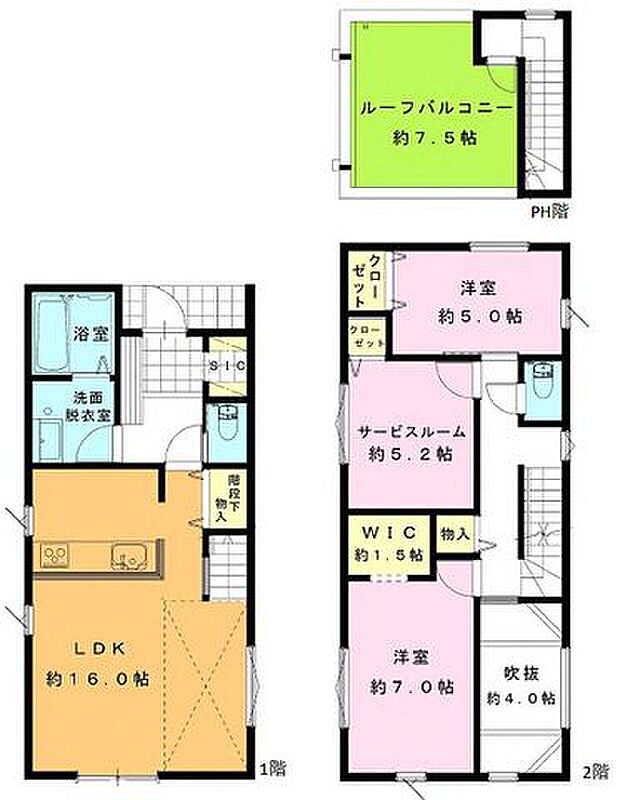 【全3棟の新築分譲住宅、全棟屋上ルーフバルコニー付き!】WICやSIC、全室収納で収納充実!閑静な住宅街に位置しており、解放感のある両面道路!