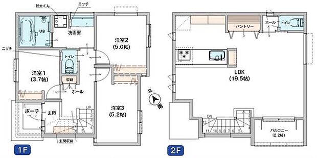 【南東角地で陽当り通風良好!木目調・グレーの上質なくつろぎ空間!】LDK19.5帖、主寝室5.2帖!南バルコニーで陽当り良好!