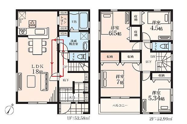 【全10棟の開発分譲地！耐震構造＋長期優良住宅＋性能評価書付き物件】子育てグリーン住宅支援事業対象カースペース2台駐車可全居室収納スペースあり
