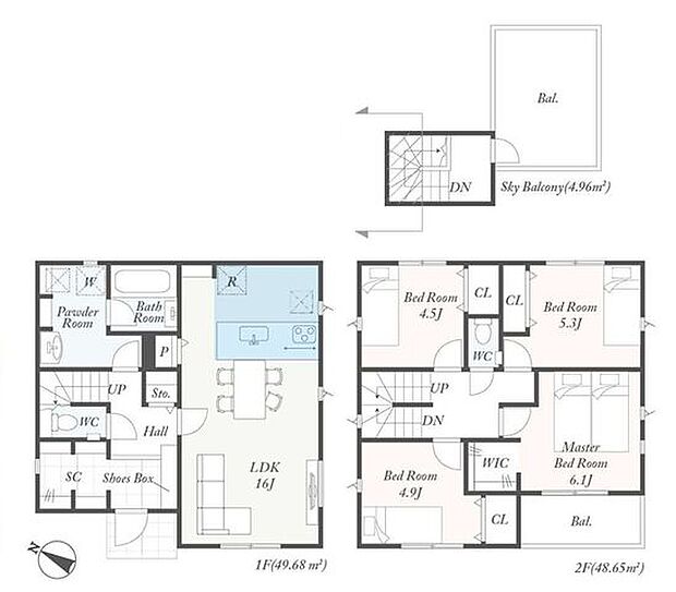 【屋上バルコニー付！安心の耐震構造と長期優良住宅】カースペース2台駐車可全居室収納スペースあり食洗機や宅配ボックス、スマートキーなど設備充実
