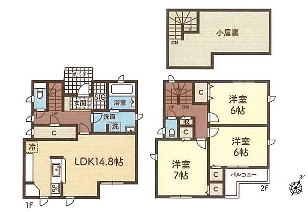 【全室6帖以上のゆとりある3LDK！安心のオール電化住宅】固定階段で上がる小屋裏収納付き幅員11ｍ歩道付き道路に面し開放感あり買い物に便利な周辺環境