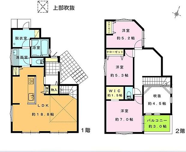 【南側道路幅員7.9mで陽当たり良好!カースペース2台駐車可】近くに公園が多数あり子育てしやすい住環境キッチンと洗面室が近く家事動線に配慮した設計