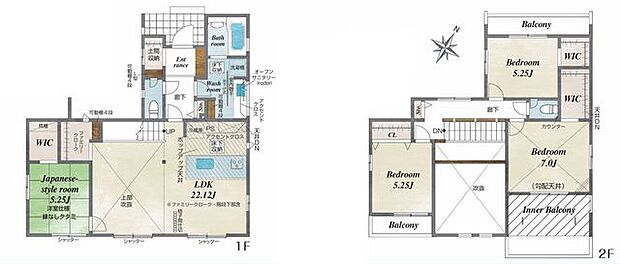 【閑静な住宅街に敷地約58坪のゆとりある4LDK!カースペース並列2台可】大型吹抜で採光を確保、おしゃれなデザイン階段バルコニー3か所、南向きお庭あり全室収納に加え3か所のWIC、土間収納