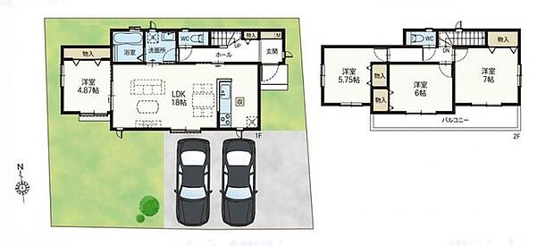 【長期優良住宅認定×住宅性能評価取得の4LDK!カースペース並列2台可】全室南向きのため陽当たり良好多用途に使える南向きお庭スペース全室収納あり