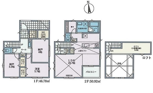 【全8区画の開発分譲地!明るくて開放的な吹抜けのあるLDK】2階LDKのため周囲を気にせずプライバシーを確保WIC・ロフト完備買い物に便利な周辺環境
