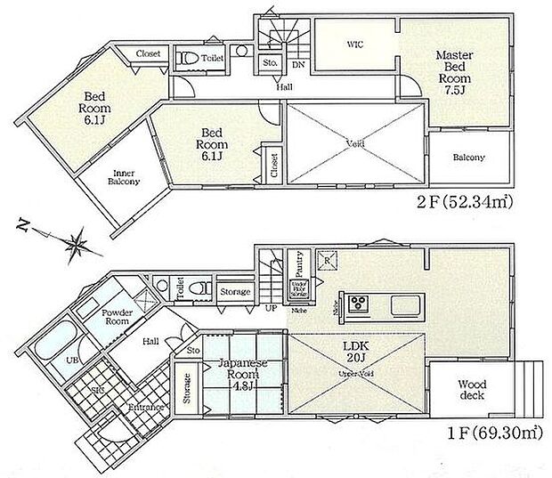 【土地395平米、建物121平米！吹抜のある大型4LDK！駐車場並列3台！】ウッドデッキやインナーバルコニー、75平米の南庭！空家につき即内覧可能です！