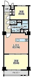 南林間リバゲイン 2LDKの間取図画像