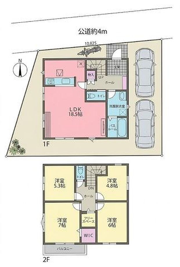 【完成しました!即内覧できます!閑静な住宅街に誕生した4LDK】カースペース2台可主要採光南向きで陽当たり良好買い物に便利な周辺環境