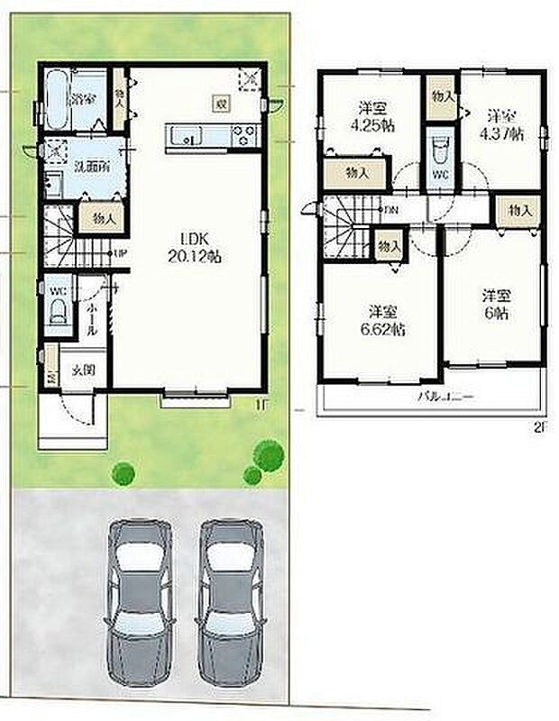 【即内覧できるモデルハウスあり!安心の耐震構造住宅、性能評価書付住宅!】土地40坪、南道路で陽当り良好、駐車場並列2台可能です!LDK広々20帖!