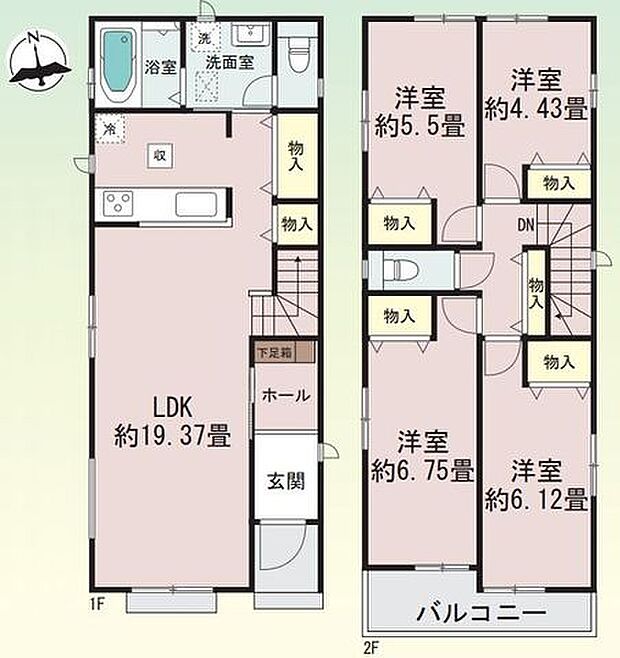 【モデルハウスございます!安心の耐震構造住宅・性能評価書付戸建!】駐車場2台可能!全室南向き・全室二面採光で解放感ある間取!小学校徒歩2分!