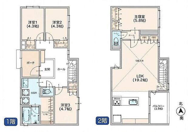 【内見できるモデルハウスあり!土地51坪以上の4LDKデザイナーズ住宅】カースペース2台可、お庭あり家事ラク設備と大容量のファミクロ広々玄関ホール