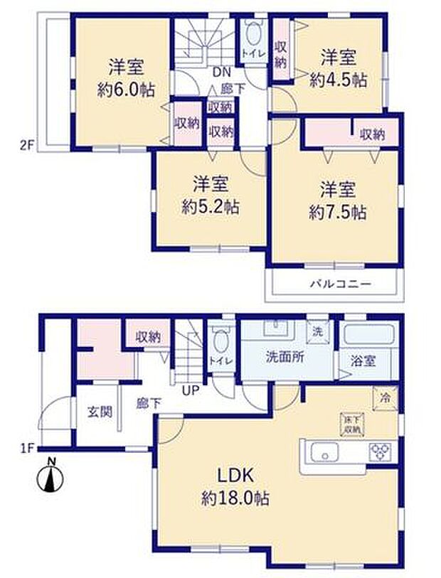 【内見できるモデルハウスあります!敷地50坪以上のゆとりある4LDK】カースペース並列2台可水回り動線良好!広い洗面所も快適南向きのお庭とバルコニー