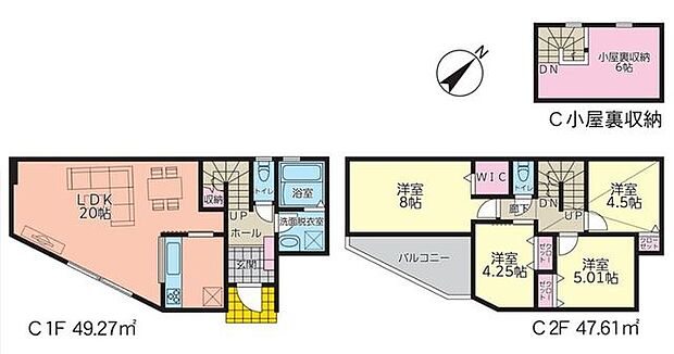 【R8.9月完成予定4LDKの閑静な住宅街！モデルハウスご案内できます】カースペース2台可　藤沢本町駅徒歩14分固定階段で上がる小屋裏収納付き
