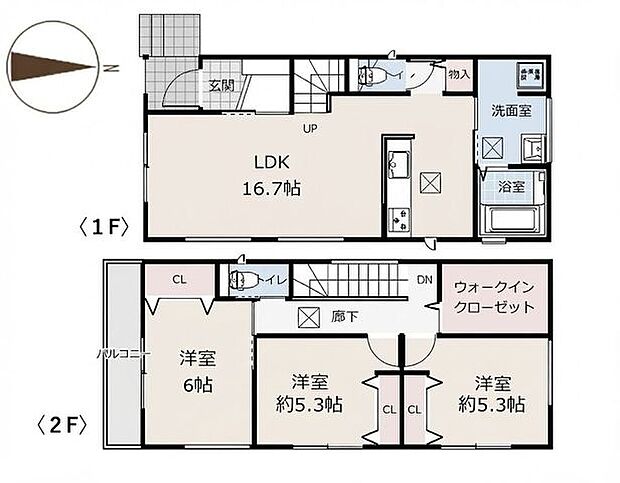 【南向きリビングで陽当たり良好な3LDK!大容量のWICあり】カースペース1台あり水回り家事動線に配慮した設計広めの洗面脱衣所に乾太くん付き!