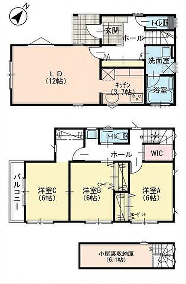 【寒川駅徒歩8分の3LDK!完成済のためいつでも見学可能】カースペース1台あり多用途に使える小屋裏収納6.1帖集中して調理できる独立キッチン