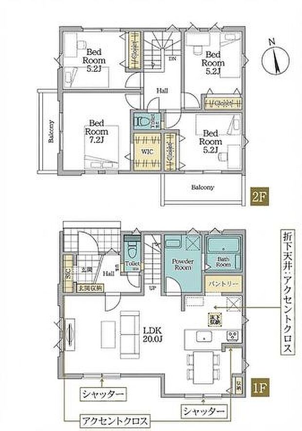 【敷地39坪以上！3沿線利用可「海老名」駅徒歩14分の4LDK】角地＋主要採光南向きのため陽当たり通風良好WIC、SIC、パントリー完備駐車場2台可　多用途に使える南向きお庭あり