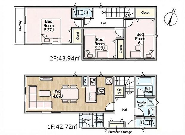 【制震装置搭載の耐震等級3取得住宅!完成済のためいつでも見学可能です!】カースペース2台可 防犯カメラ完備全居室南向きのため陽当たり良好閑静な住宅地