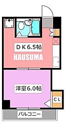 第2若木コーポ 1DKの間取図画像