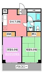 サザンハイツ藤 2Kの間取図画像