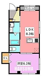 山一東尾久ステーツ 1LDKの間取図画像