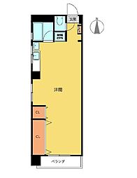 都営新宿線 曙橋駅 徒歩1分の賃貸マンション 8階ワンルームの間取り