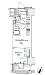 東京メトロ半蔵門線 神保町駅 徒歩4分の賃貸マンション 4階1DKの間取り