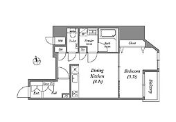 都営大江戸線 本郷三丁目駅 徒歩7分の賃貸マンション 10階1LDKの間取り