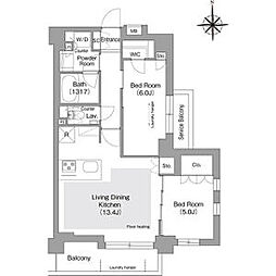 東京メトロ有楽町線 護国寺駅 徒歩4分の賃貸マンション 1階2LDKの間取り
