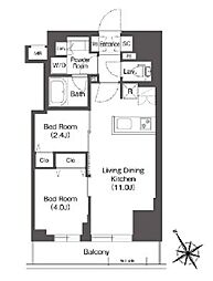 東京メトロ南北線 後楽園駅 徒歩7分の賃貸マンション 10階2LDKの間取り