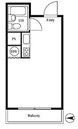 東京メトロ丸ノ内線 新宿御苑前駅 徒歩4分の賃貸マンション 5階ワンルームの間取り