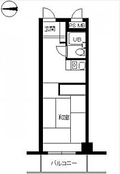 都営大江戸線 牛込柳町駅 徒歩5分の賃貸マンション 4階1Kの間取り