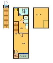 東京メトロ東西線 神楽坂駅 徒歩5分の賃貸アパート 2階1Kの間取り