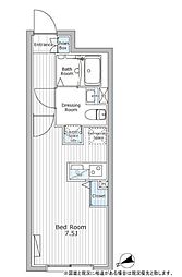 都営新宿線 曙橋駅 徒歩4分の賃貸マンション 1階ワンルームの間取り