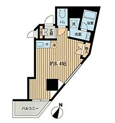 都営大江戸線 牛込神楽坂駅 徒歩2分の賃貸マンション 7階ワンルームの間取り