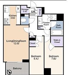 東京メトロ半蔵門線 半蔵門駅 徒歩5分の賃貸マンション 4階2LDKの間取り
