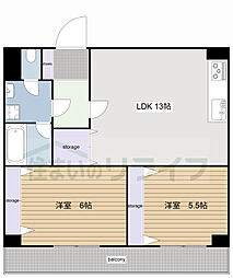 東京メトロ丸ノ内線 四谷三丁目駅 徒歩5分の賃貸マンション 7階2LDKの間取り