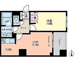 JR中央線 四ツ谷駅 徒歩11分の賃貸マンション 4階1LDKの間取り