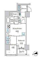 東京メトロ銀座線 末広町駅 徒歩3分の賃貸マンション 8階2DKの間取り