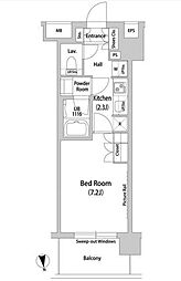東京メトロ東西線 竹橋駅 徒歩4分の賃貸マンション 9階1Kの間取り