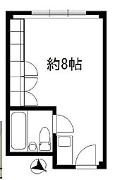 東京メトロ千代田線 乃木坂駅 徒歩3分の賃貸マンション 5階ワンルームの間取り