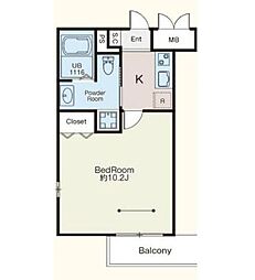 東京メトロ南北線 東大前駅 徒歩5分の賃貸マンション 4階1Kの間取り