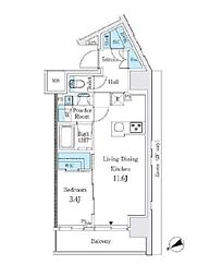 東京メトロ丸ノ内線 御茶ノ水駅 徒歩7分の賃貸マンション 8階1LDKの間取り