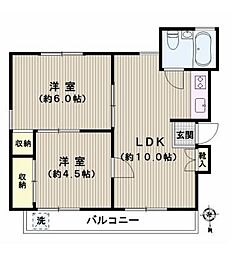 都営大江戸線 春日駅 徒歩4分の賃貸マンション 4階2LDKの間取り