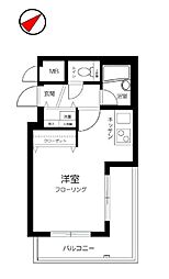 都営新宿線 曙橋駅 徒歩3分の賃貸マンション 2階ワンルームの間取り