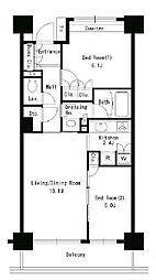 東京メトロ有楽町線 江戸川橋駅 徒歩5分の賃貸マンション 1階2LDKの間取り