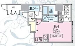 東京メトロ銀座線 神田駅 徒歩2分の賃貸マンション 7階ワンルームの間取り