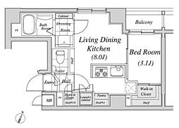 東京メトロ銀座線 神田駅 徒歩3分の賃貸マンション 6階1LDKの間取り