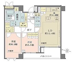 JR総武線 四ツ谷駅 徒歩5分の賃貸マンション 6階2LDKの間取り