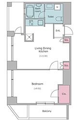 JR中央線 四ツ谷駅 徒歩3分の賃貸マンション 10階1LDKの間取り