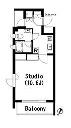 東京メトロ千代田線 乃木坂駅 徒歩10分の賃貸マンション 3階1Kの間取り